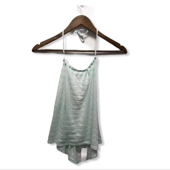 LF Mint Striped Sheer Open Back Halter Top | Size M - Picture 7 of 9